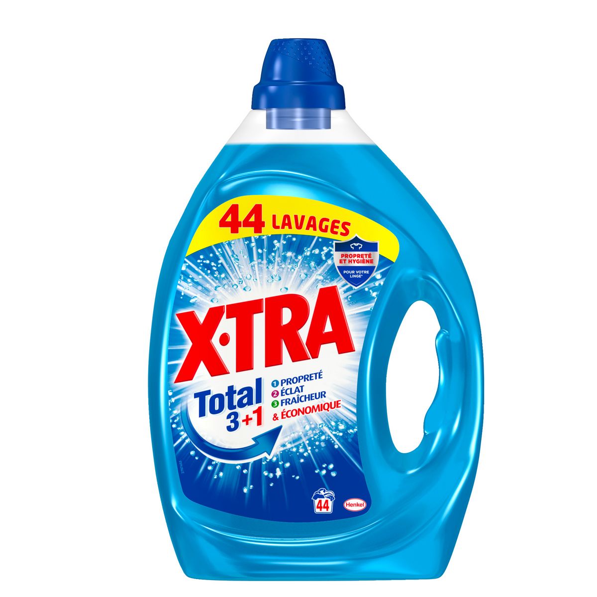 X-TRA Total + Lessive liquide fraicheur longue durée 44 lavages 2.2l pas  cher 