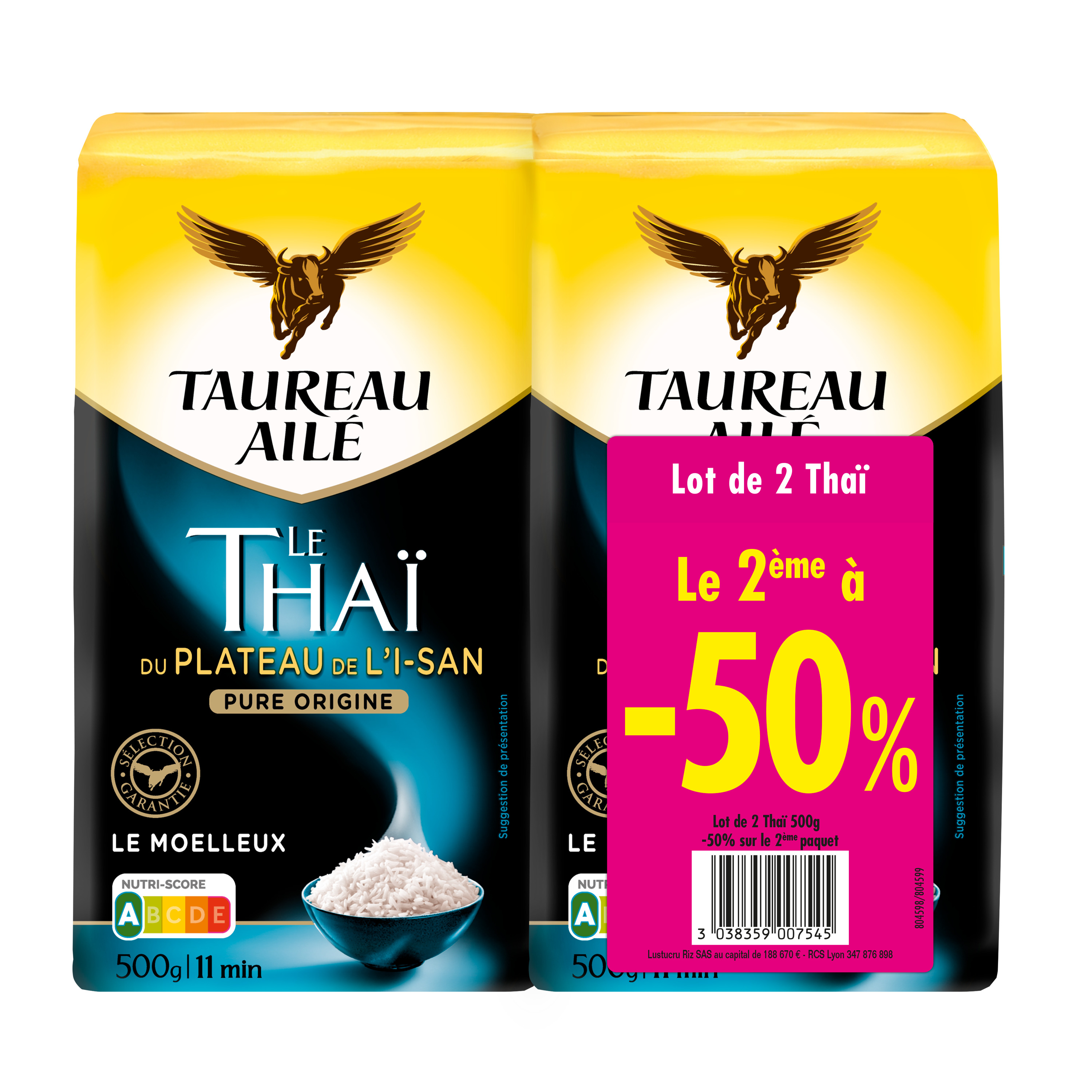 AUCHAN Riz thaï 4 sachets 500g pas cher 