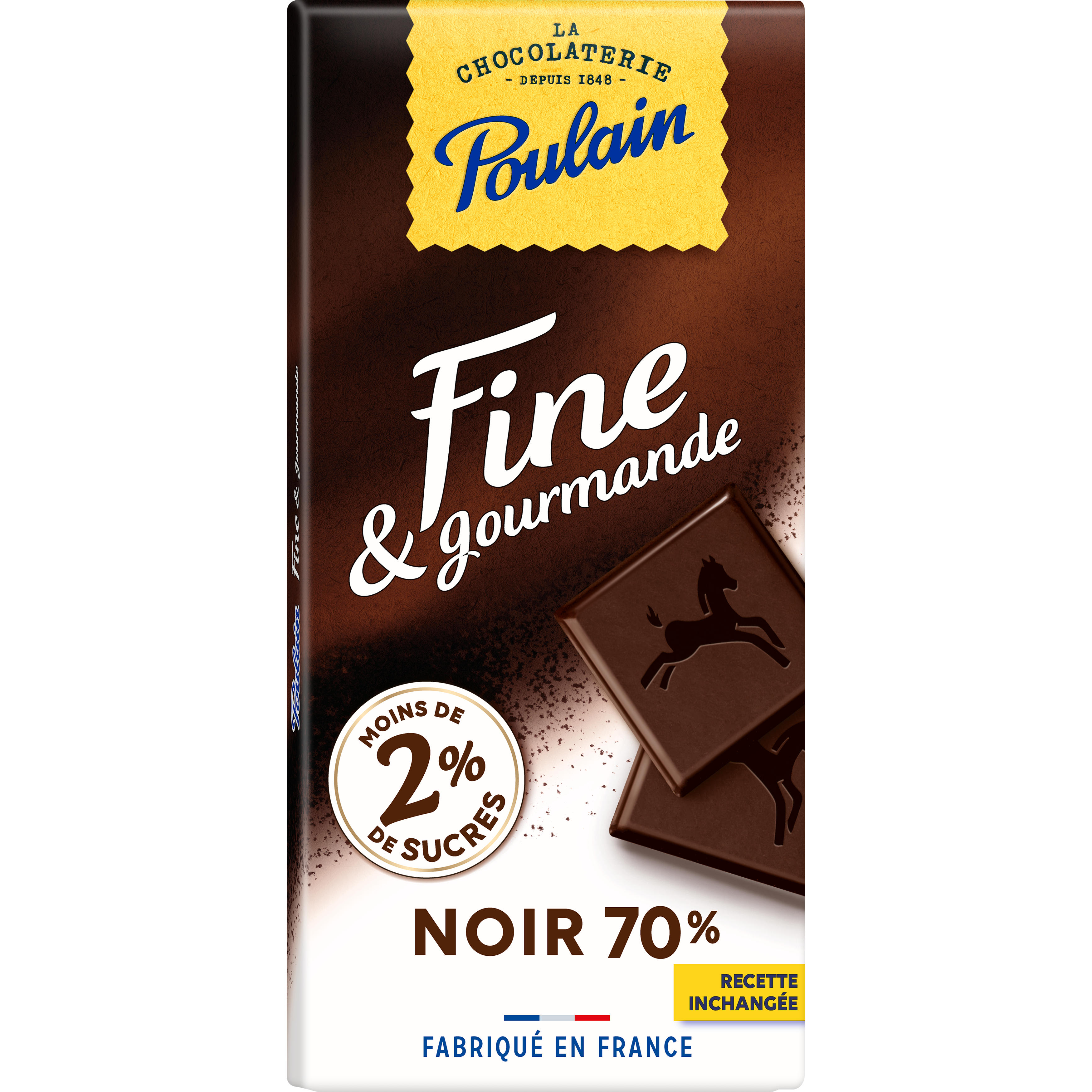 Tablette de chocolat noir sans sucre pour diabétique