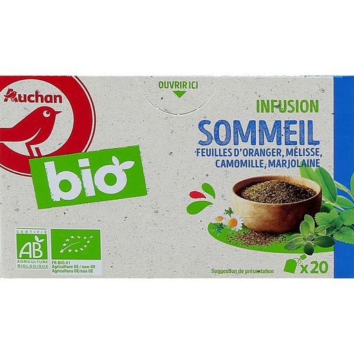 AUCHAN BIO Infusion camomille 20 sachets 18g pas cher 