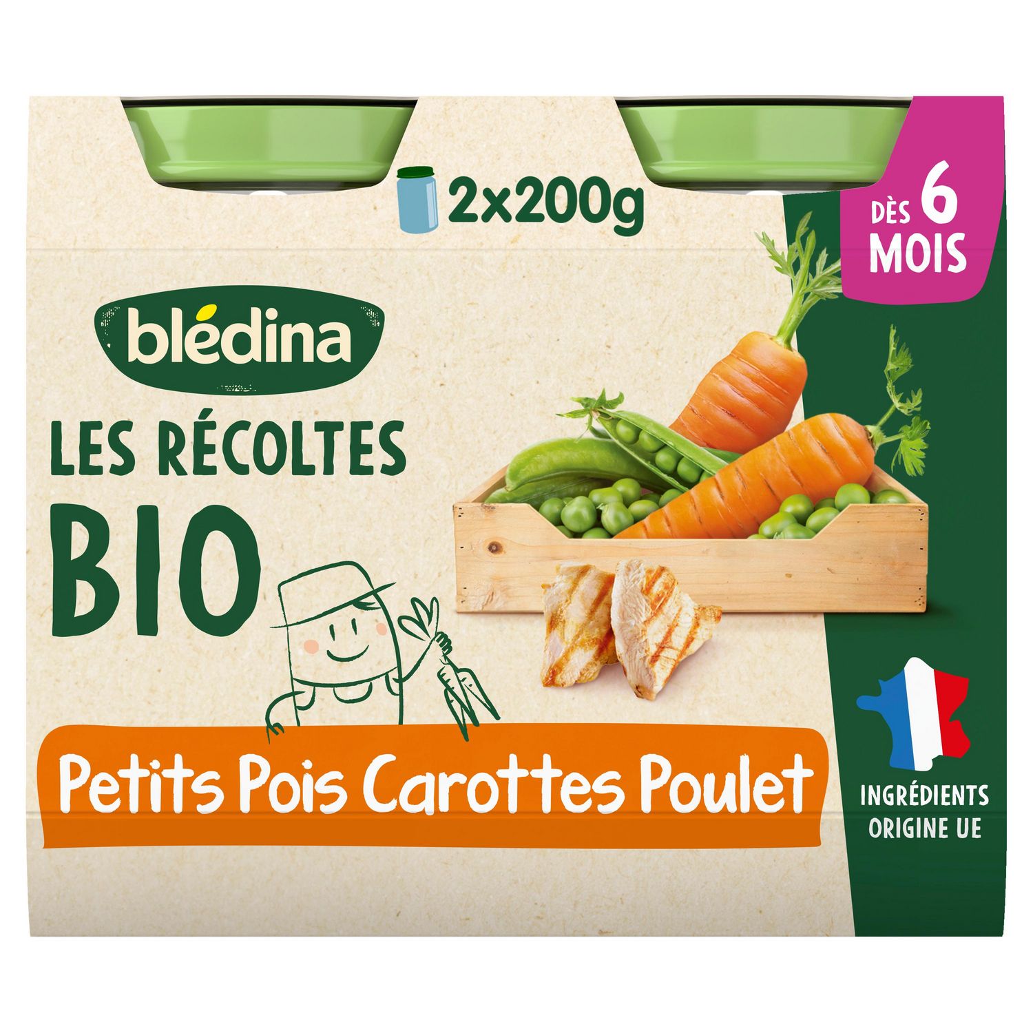 BLEDINA Petit pot légumes verts poulet dès 6 mois 2x200g pas cher 