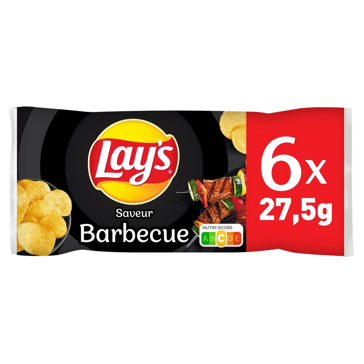 LAY'S Chips saveur barbecue en sachets individuels lot de 6 6x27,5g