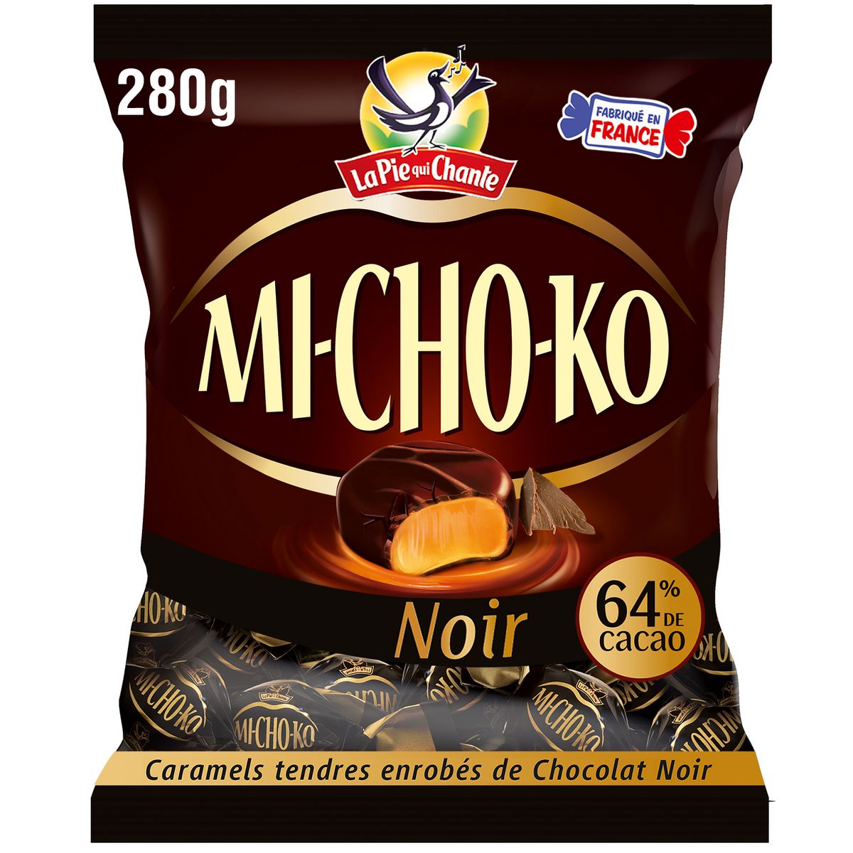 MICHOKO Bonbons au caramel et au chocolat noir 280g pas cher 