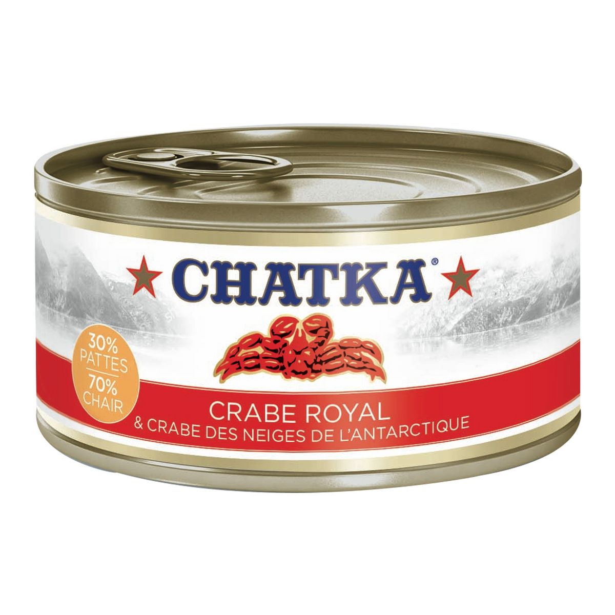 CHATKA Crabe royal et crabe des neiges de l'Antarctique 30% pattes 70%  chair 180g pas cher 