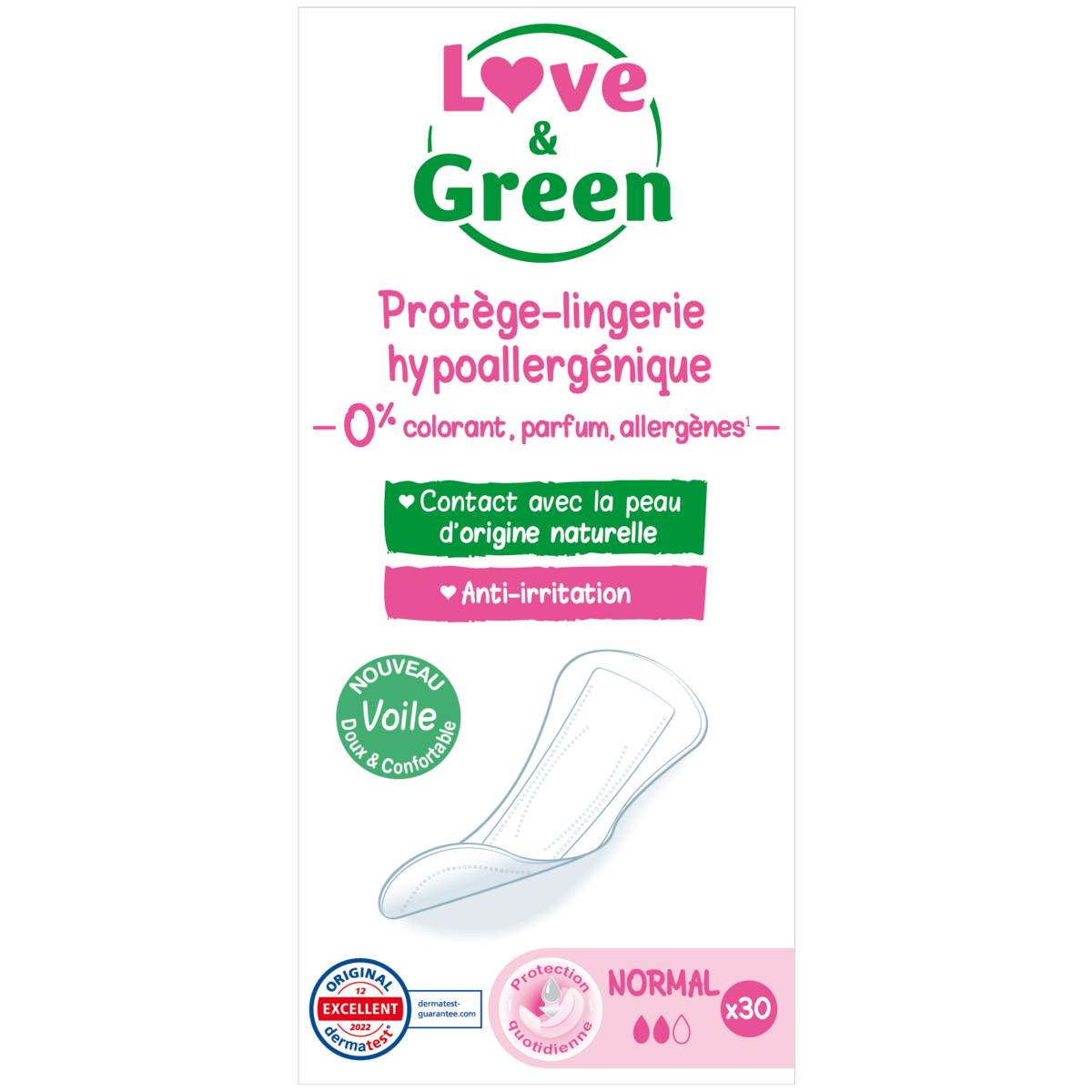 LOVE & GREEN Protège-slips écologiques hypoallergéniques normal 30 protège-slips
