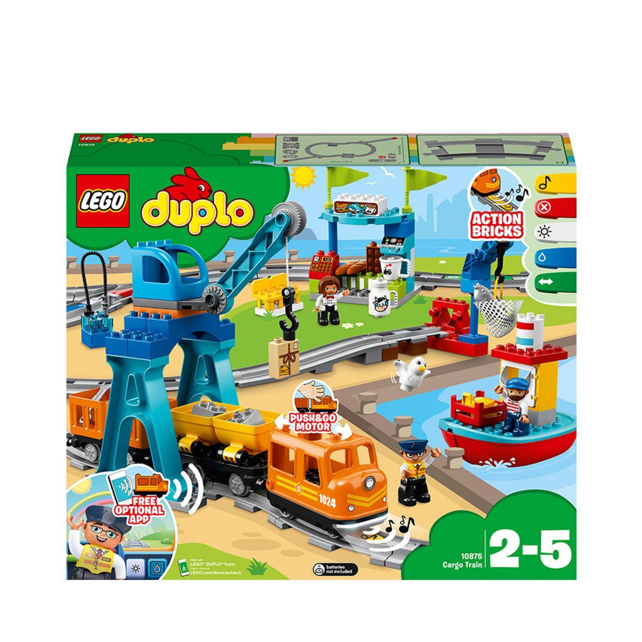 LEGO 10875 DUPLO Le Train De Marchandises, Jeu Avec Son Et Lumiere, Grue  avec télécommande Jouet Pour Enfant 2-5 Ans - ADMI