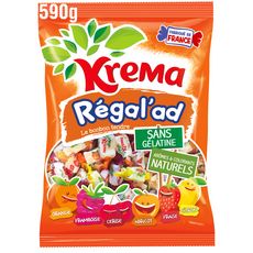 KREMA Régal'ad assortiment de bonbons tendre goût fruités sans gélatine 590g