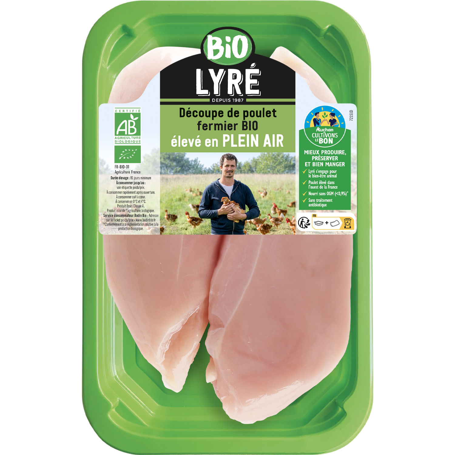 LYRE CULTIVONS LE BON Filets de poulet bio 2 pièces 250g pas cher 