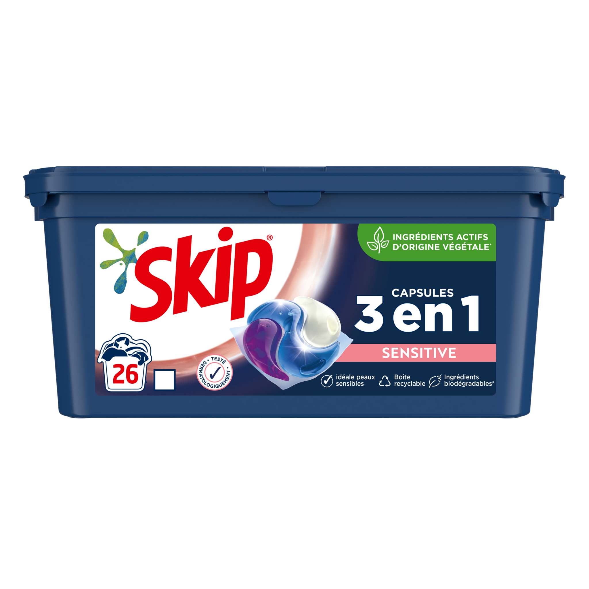 SKIP Lessive capsules 3en1 sensitive 26 capsules pas cher - Auchan