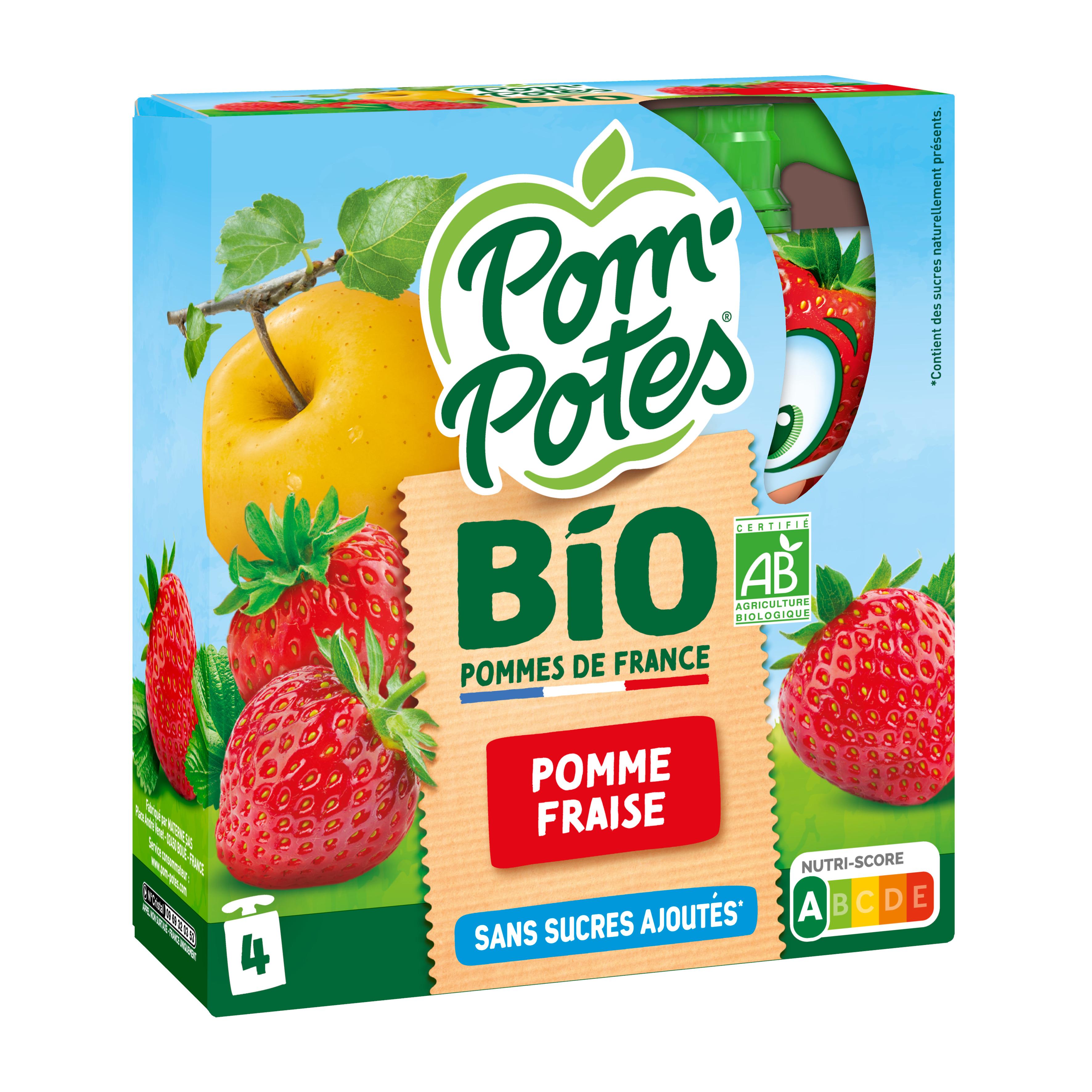 POM'POTES Compote Gourde BIO Pomme/Pomme Fraise/Pomme Banane