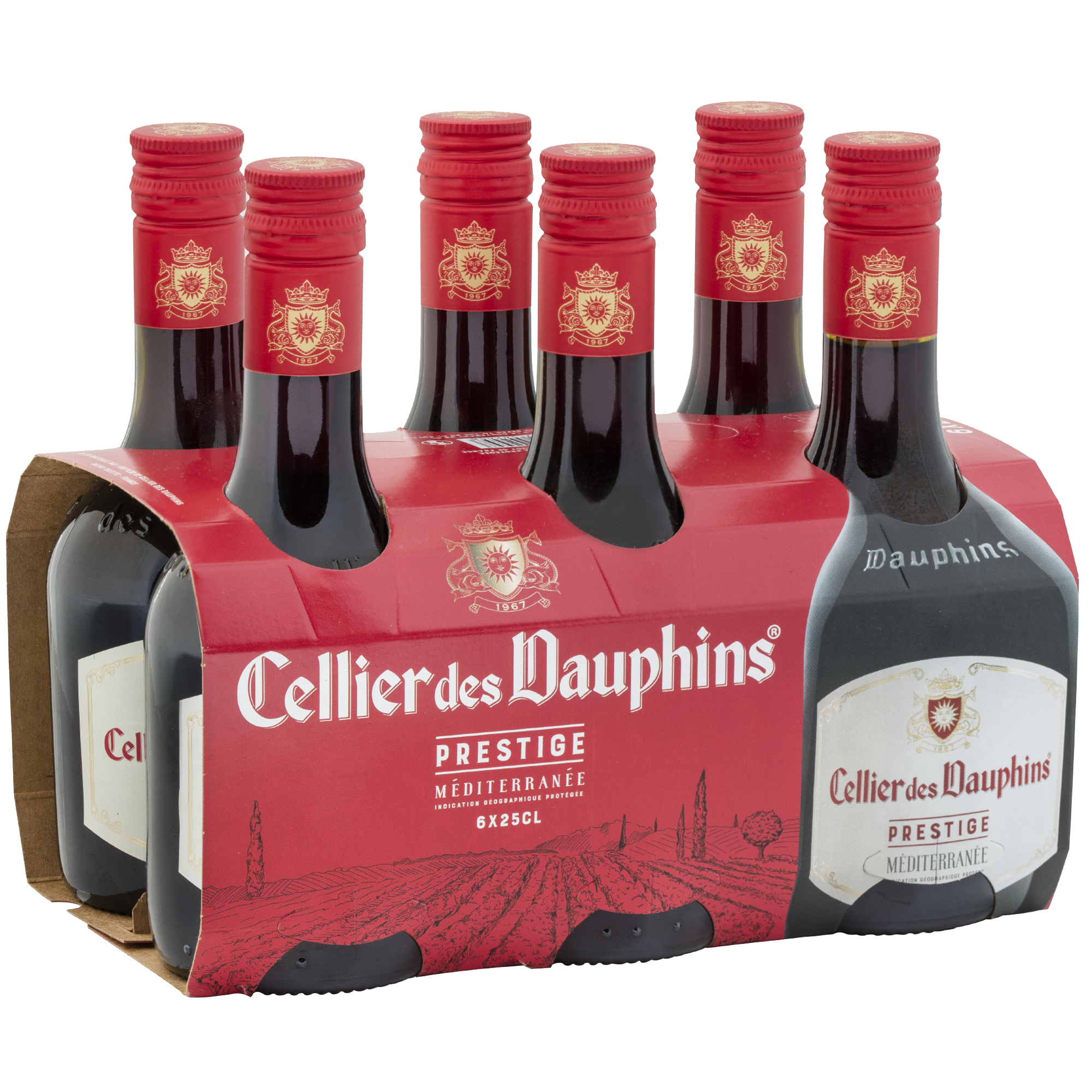 CELLIER DES DAUPHINS Vin rouge IGP Méditerranée lot de 6 mini-bouteilles  6X25cl 1,5L pas cher 