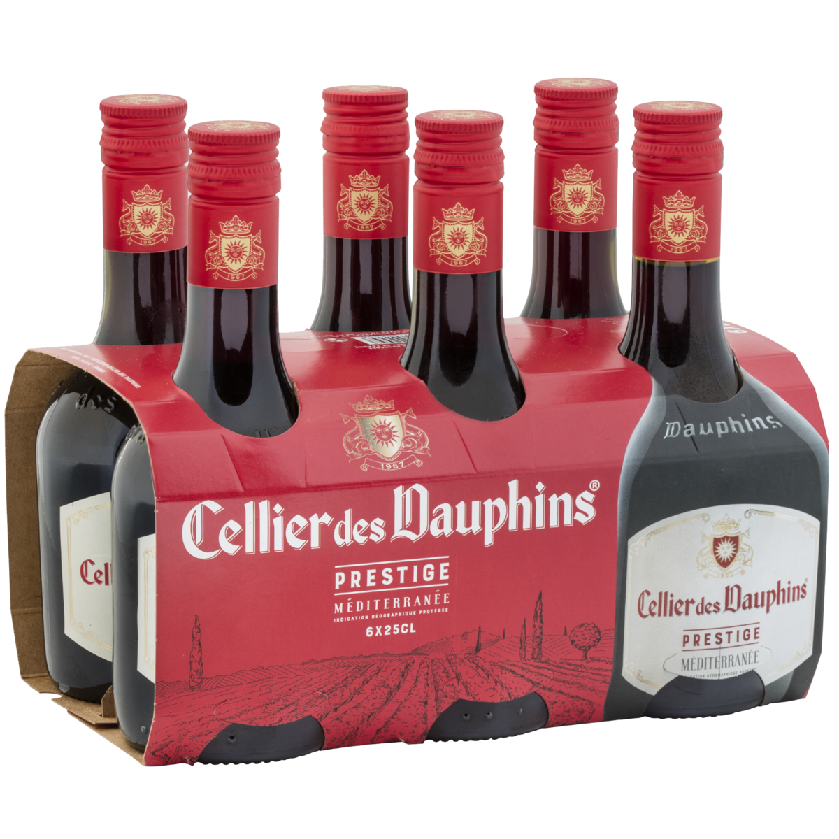 CELLIER DES DAUPHINS Vin rouge IGP Méditerranée lot de 6 mini-bouteilles  6X25cl 1,5L pas cher 