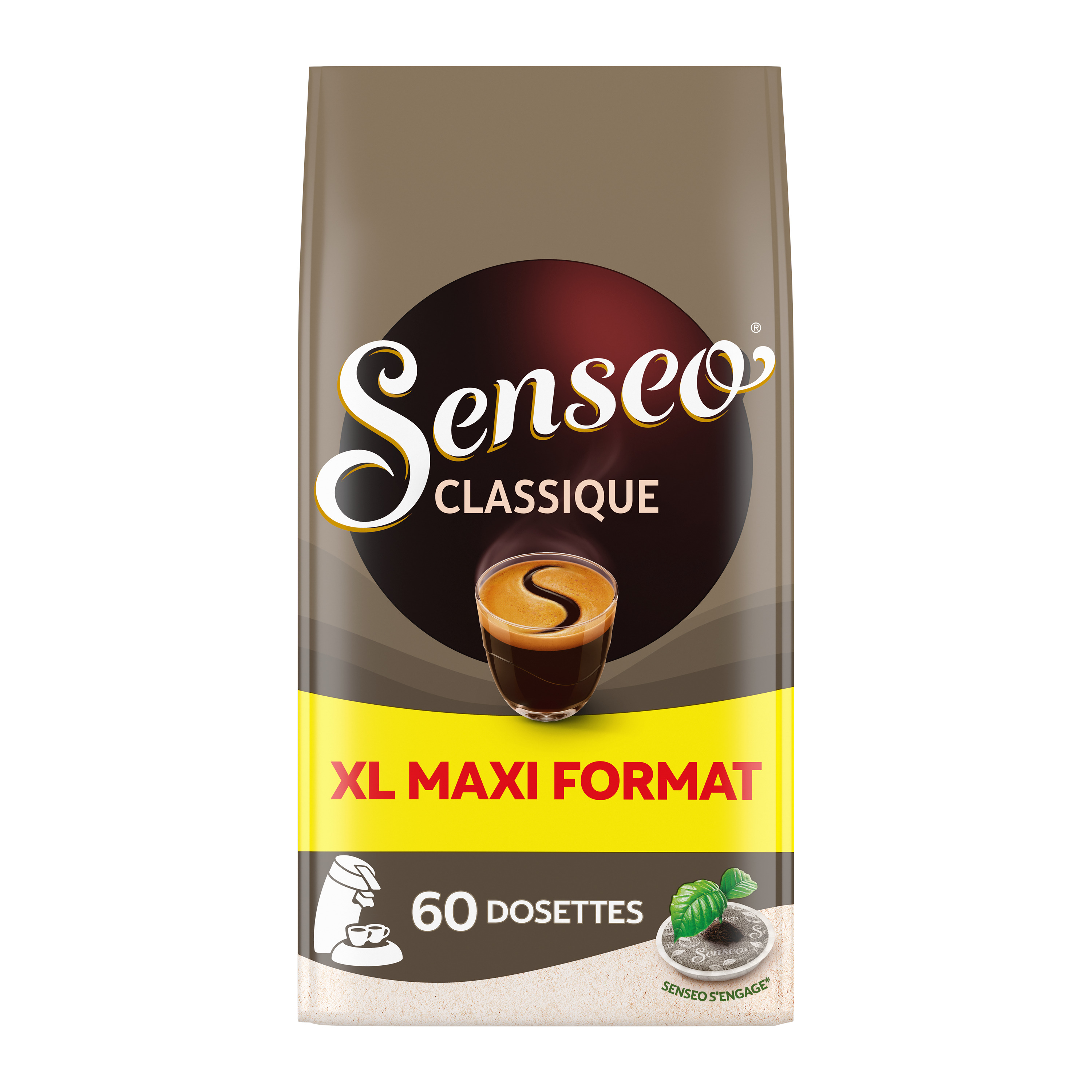 SENSEO Dosettes de café classique compostables compatibles Senseo 60  dosettes 416g pas cher 