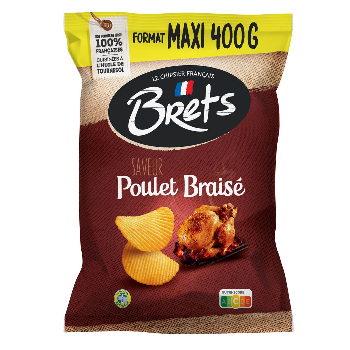 BRETS Chips ondulées saveur poulet braisé 125g pas cher 