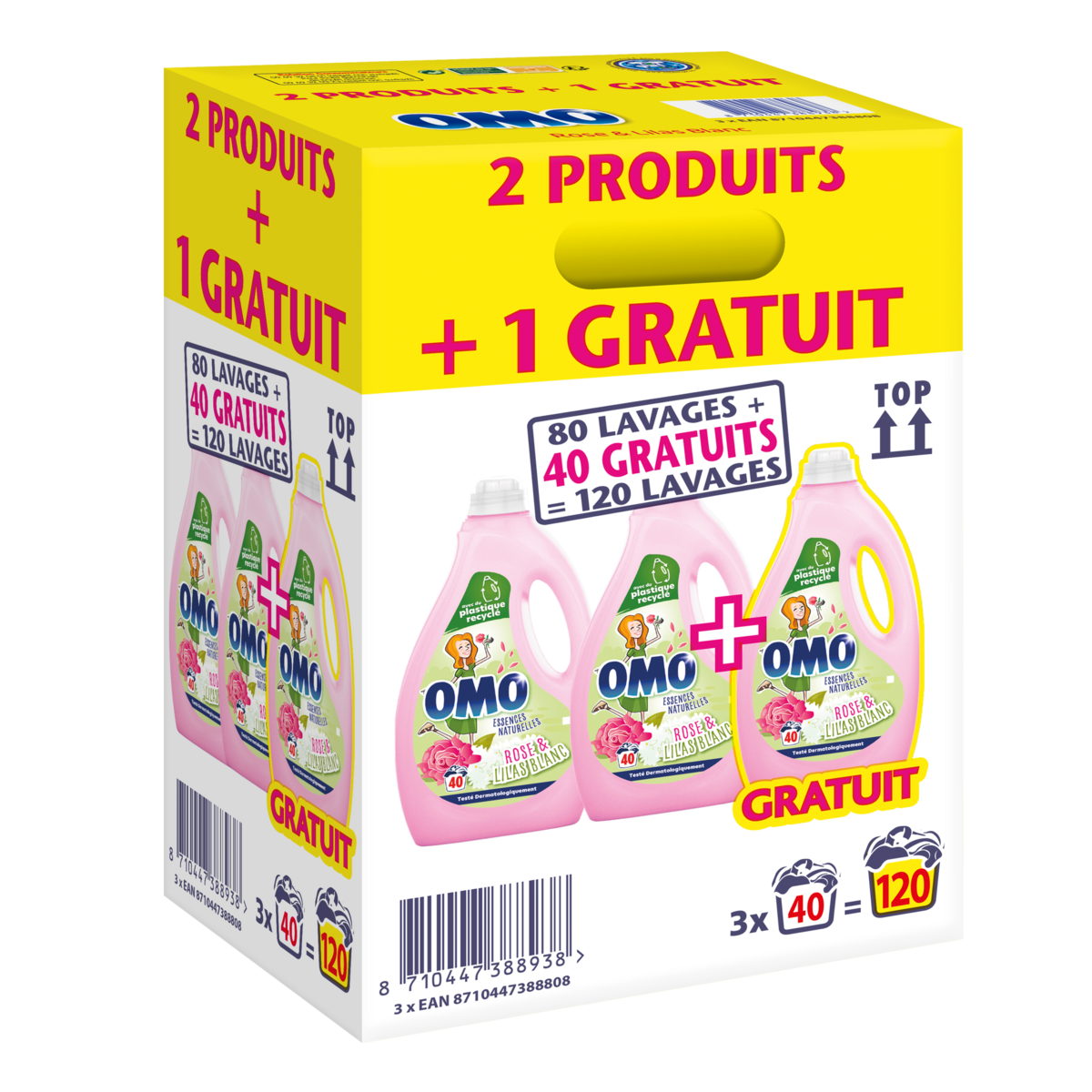 Omo Lessive Liquide Monoï Lot 2x1.925L - 70 Lavages - 3850 ml