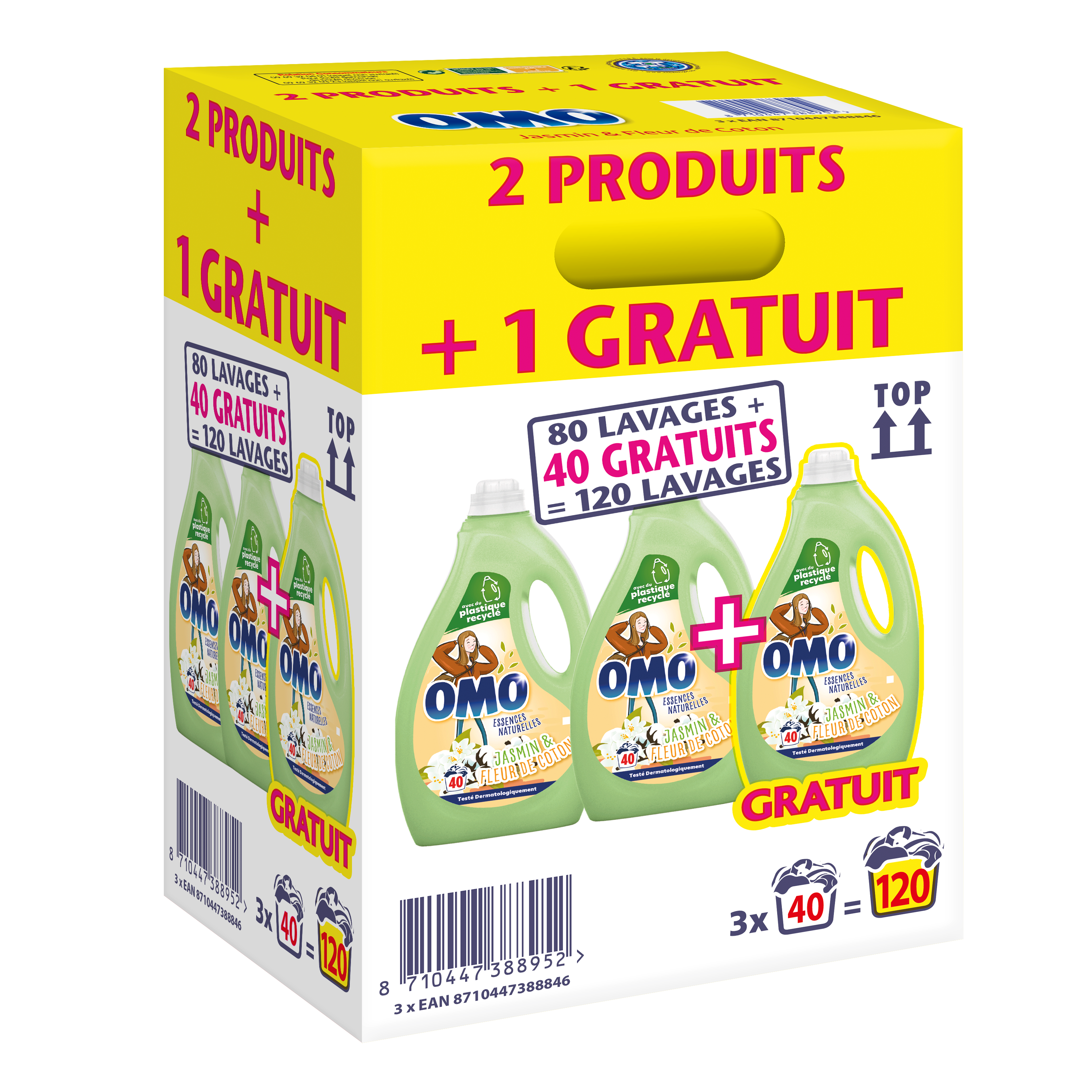 OMO Lessive liquide lavande & patchouli 80 lavages 2x2l pas cher