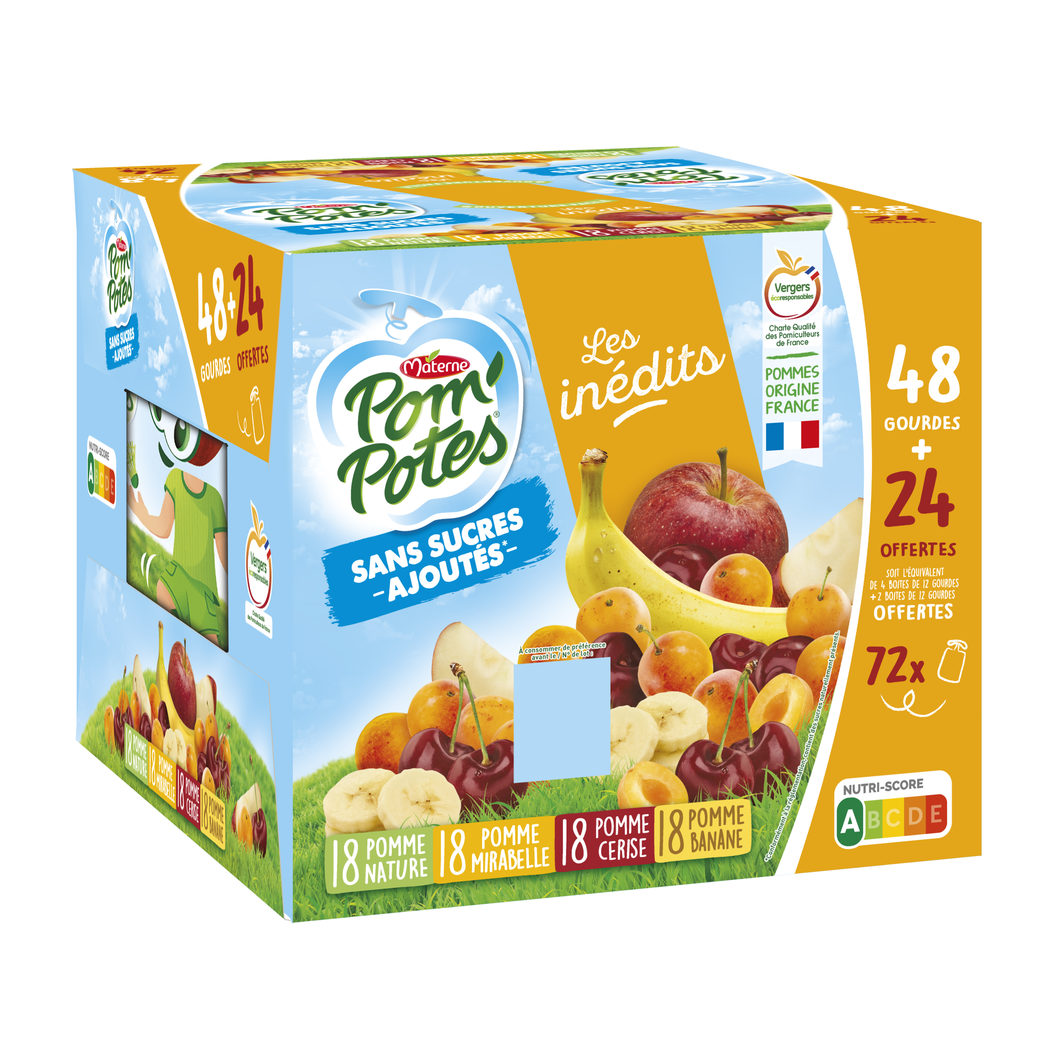 Pom'Potes Compotes En Gourde Pomme Tropical Sans Sucres Ajoutés Les 4  Gourdes De 90 G - DRH MARKET Sarl