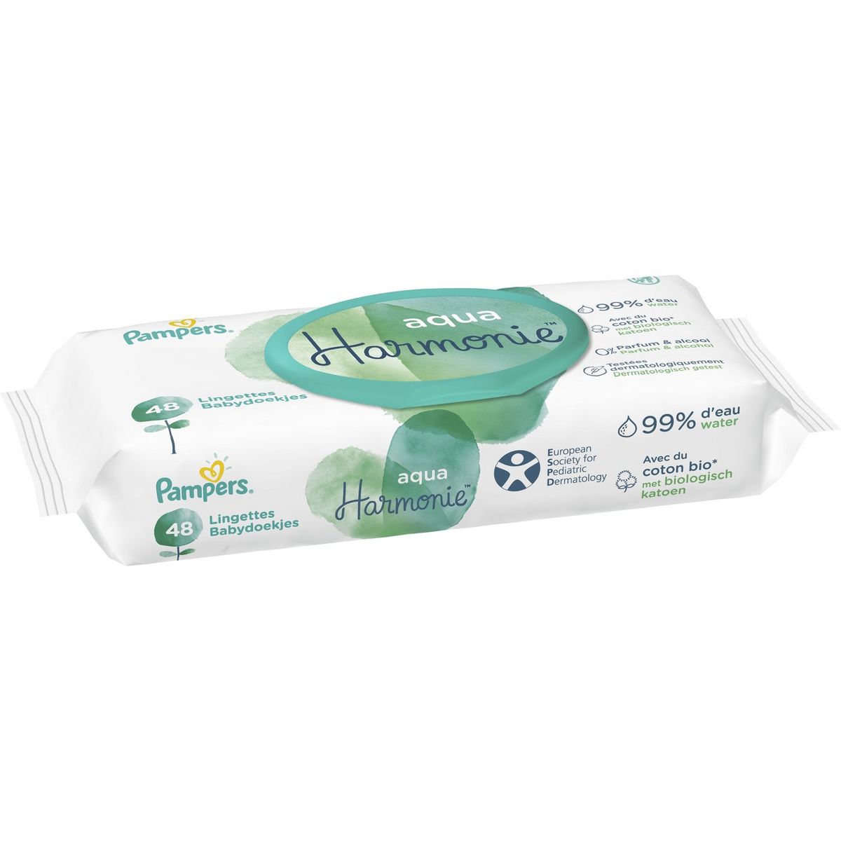 PAMPERS Aqua Harmonie lingettes pour bébé au coton bio 48 lingettes pas  cher 