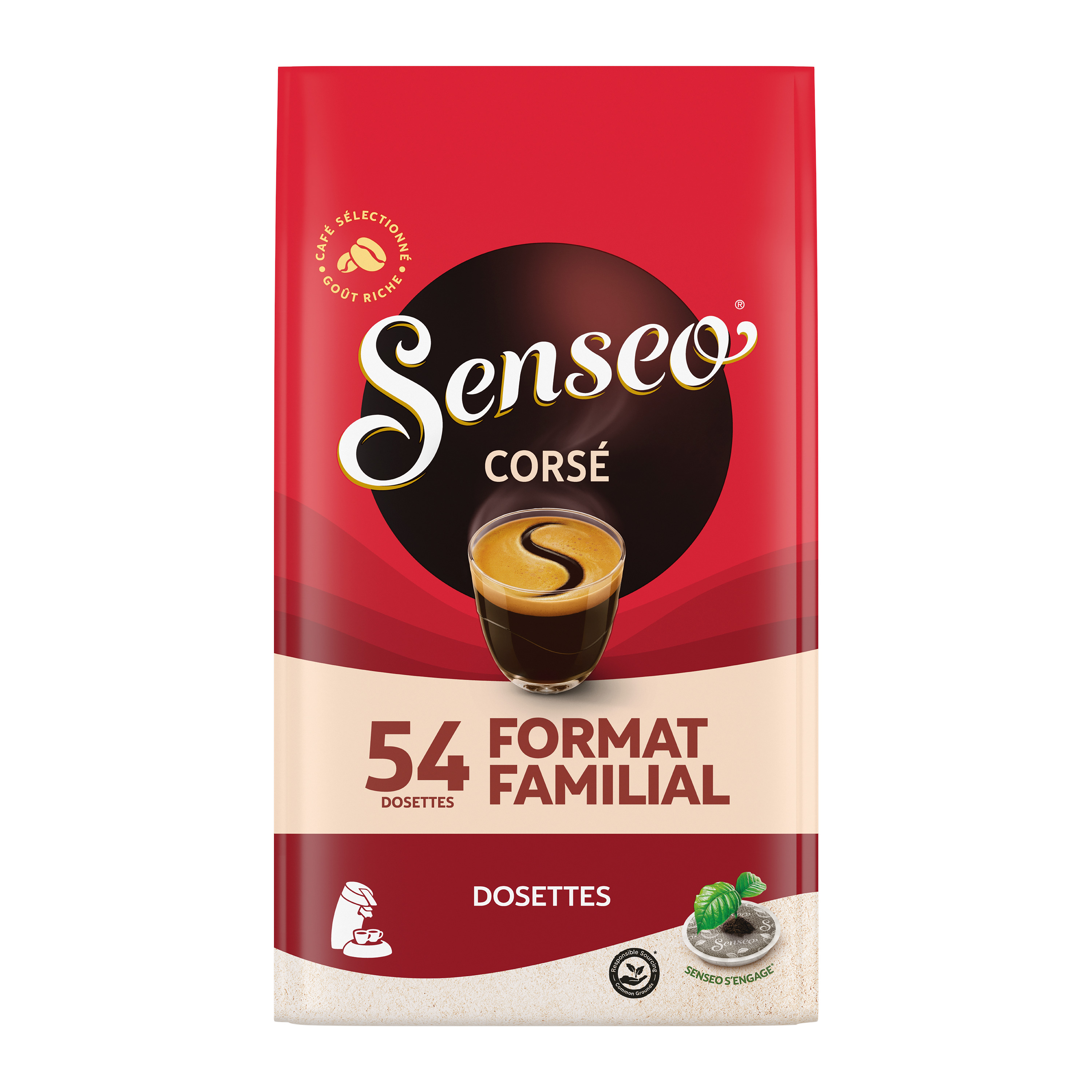 SENSEO Dosettes de café corsé format familial 54 dosettes 375g pas cher 