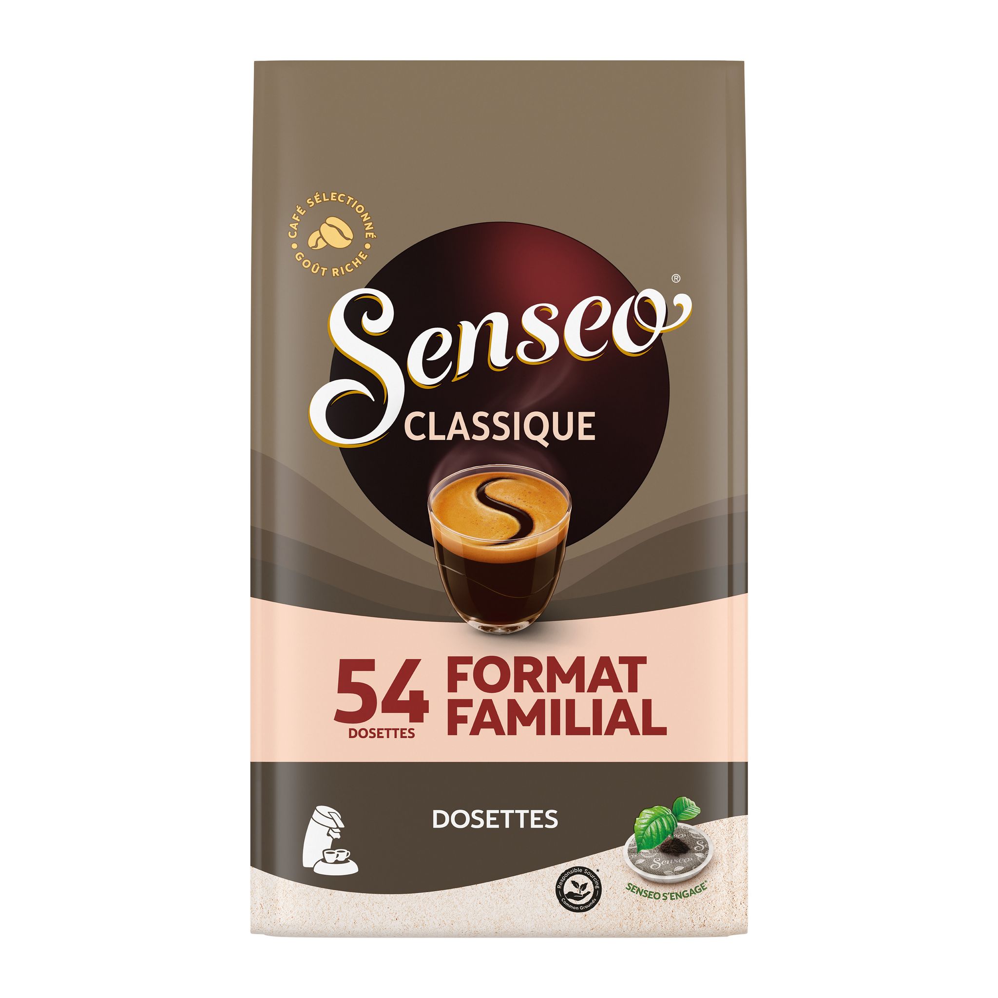 AUCHAN Dosettes de café classique intensité 5 compatibles Senseo