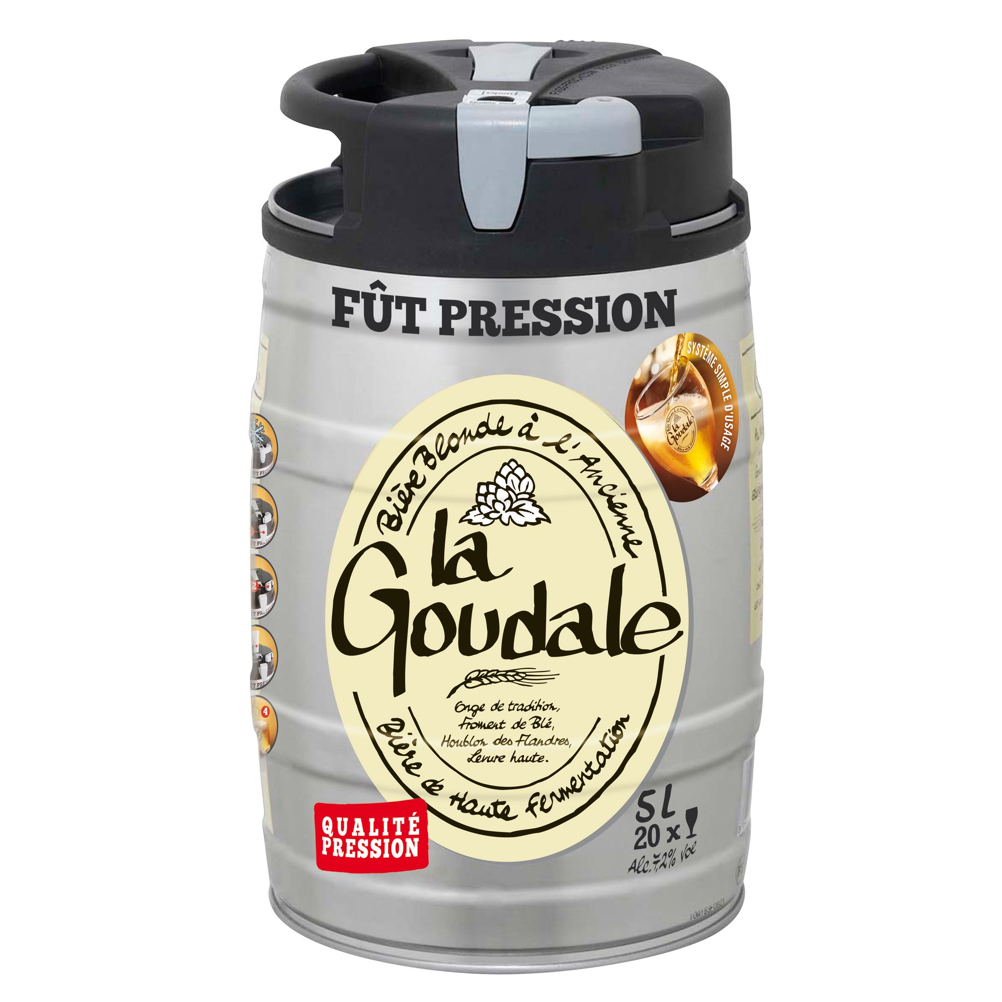 Bière blonde à l'ancienne LA GOUDALE : e fût de 5L à Prix Carrefour