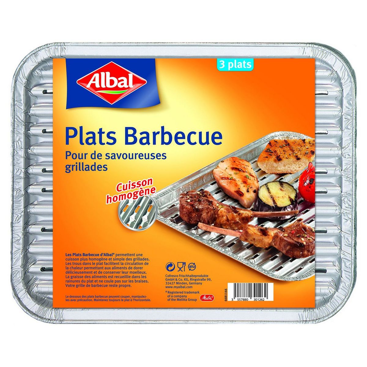 ALBAL Barquettes plats en aluminium pour le barbecue 3 barquettes pas cher  