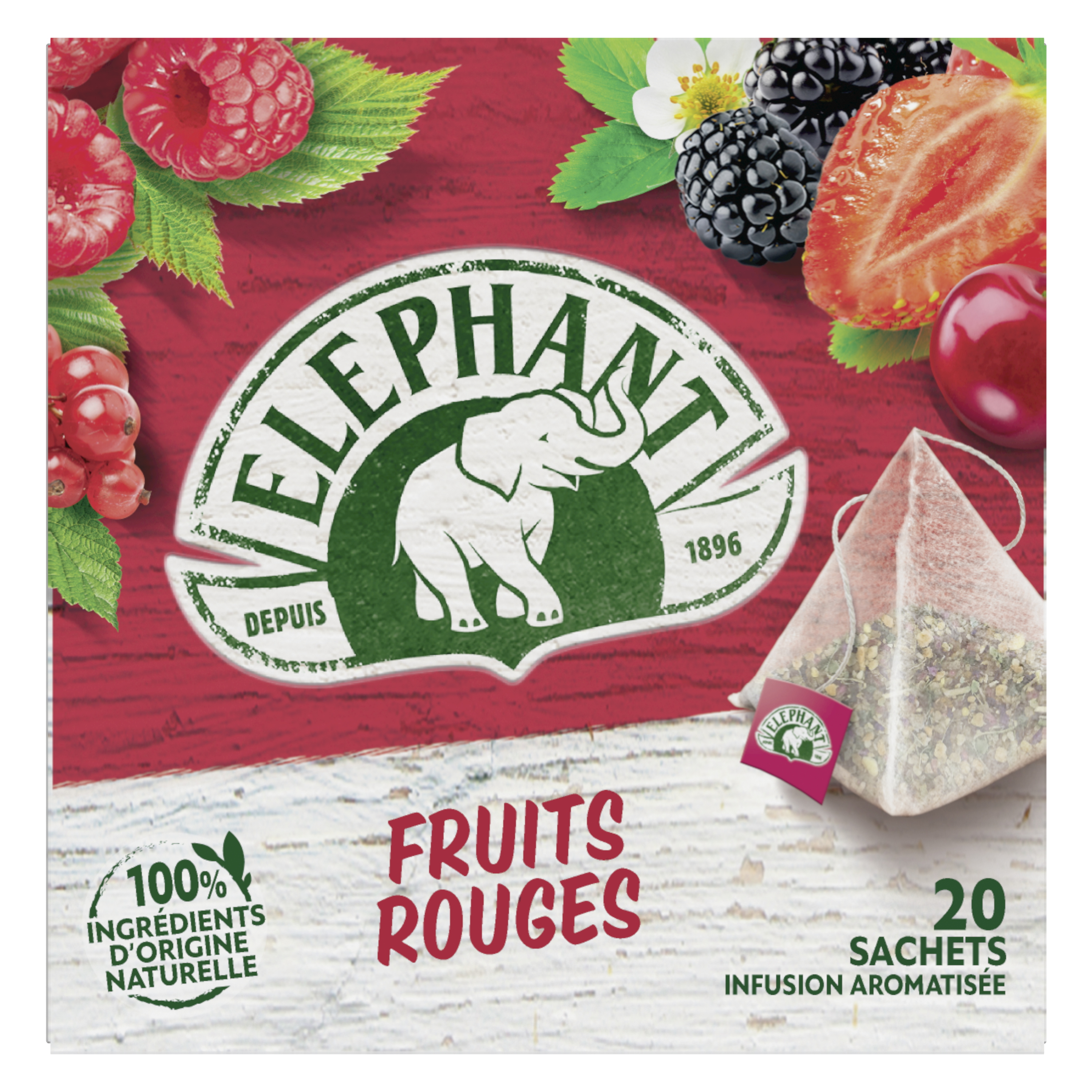 ELEPHANT Infusion fruits rouges 20 sachets 36g pas cher 