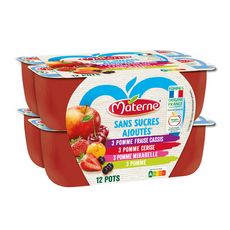 MATERNE Coupelles pomme mirabelle fruits rouges sans sucres ajoutés 12x100g