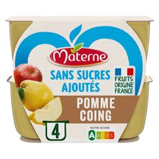MATERNE Coupelles pomme de France coing sans sucres ajoutés sans conservateur 4x100g