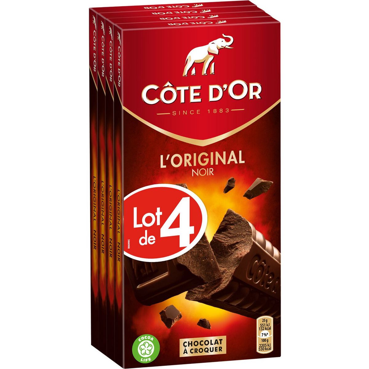 COTE D'OR Tablette de chocolat noir 4x200g