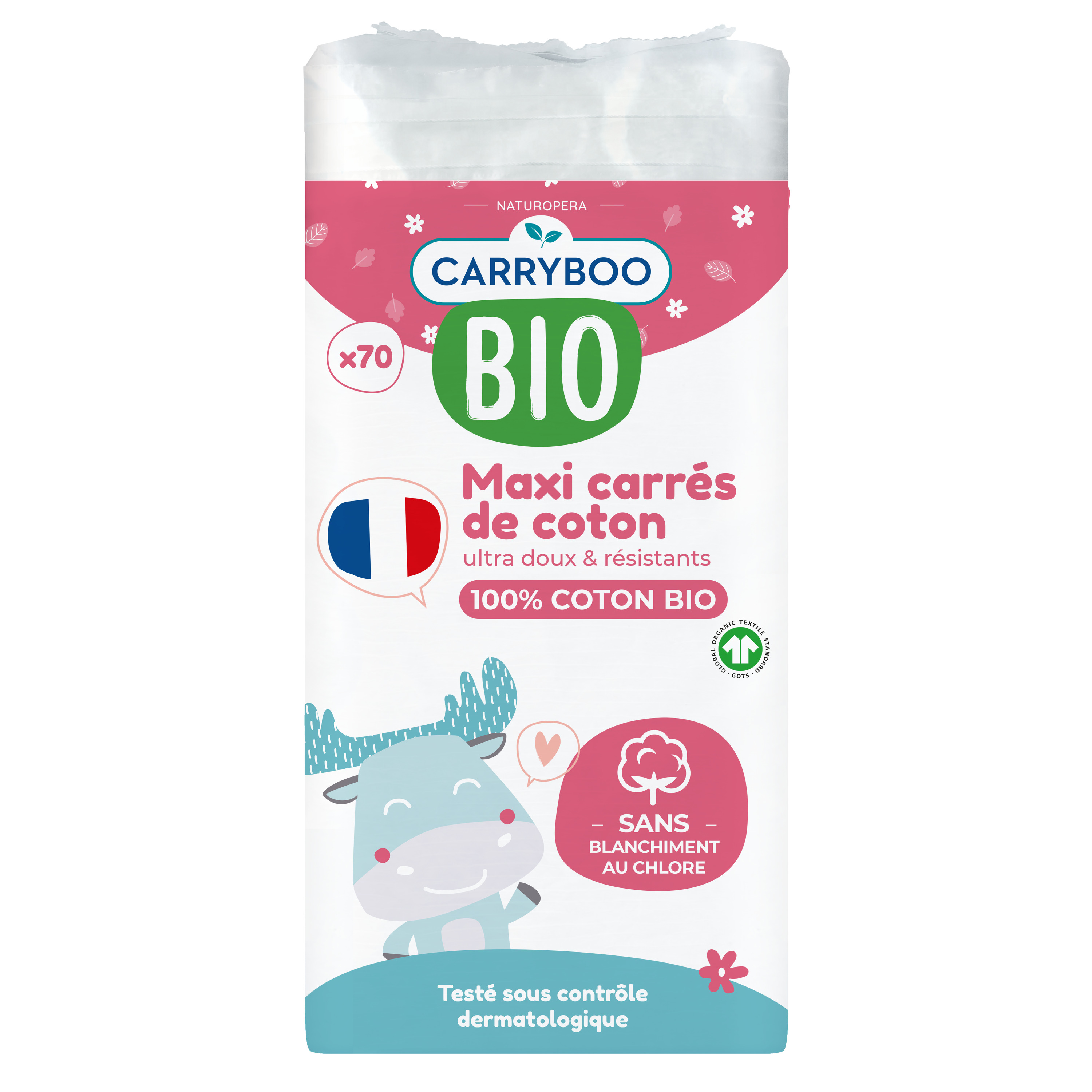 60 Maxi carrés bébé en coton Bio