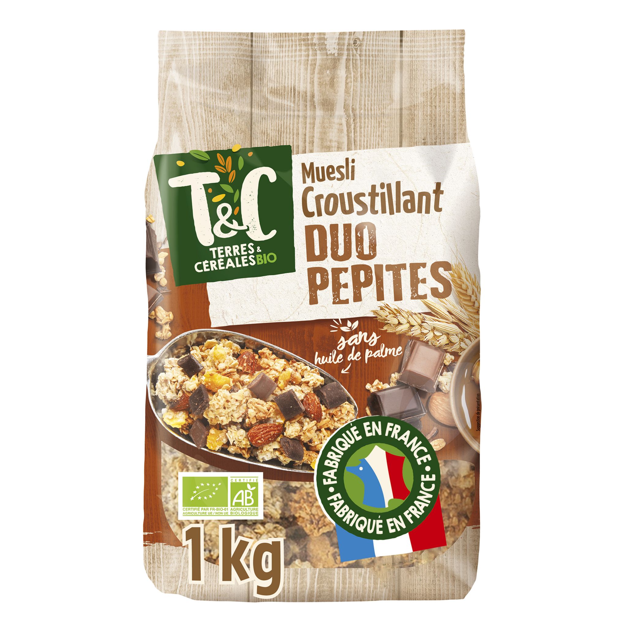 Muesli croustillant noisettes protéines - Terres et Céréales Bio - 500g