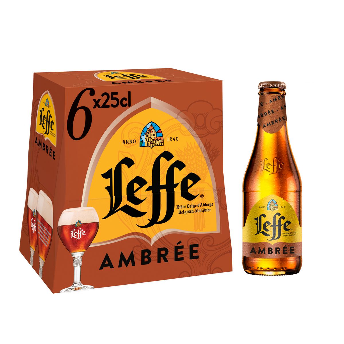 LEFFE Bière ambrée 6,6% bouteilles 6x25cl