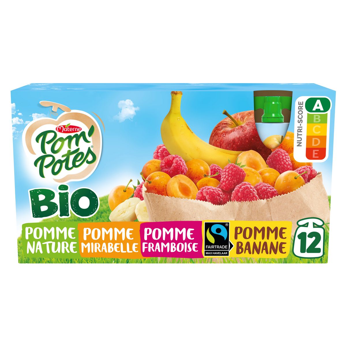Gourdes bio 100% fruits - Pomme - 8x100g
