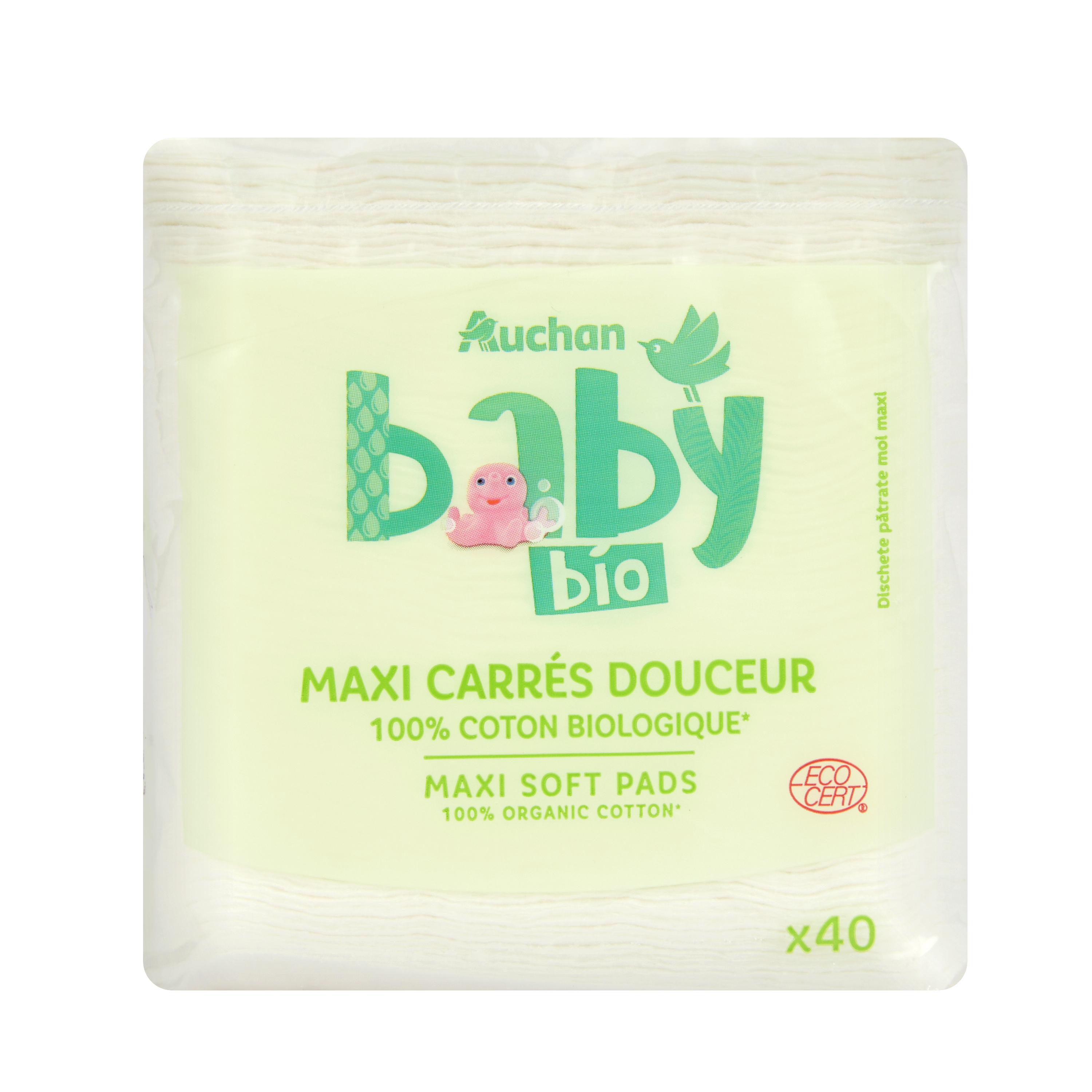 AUCHAN Auchan baby maxi carrés à l'extrait de soie ulta douceur