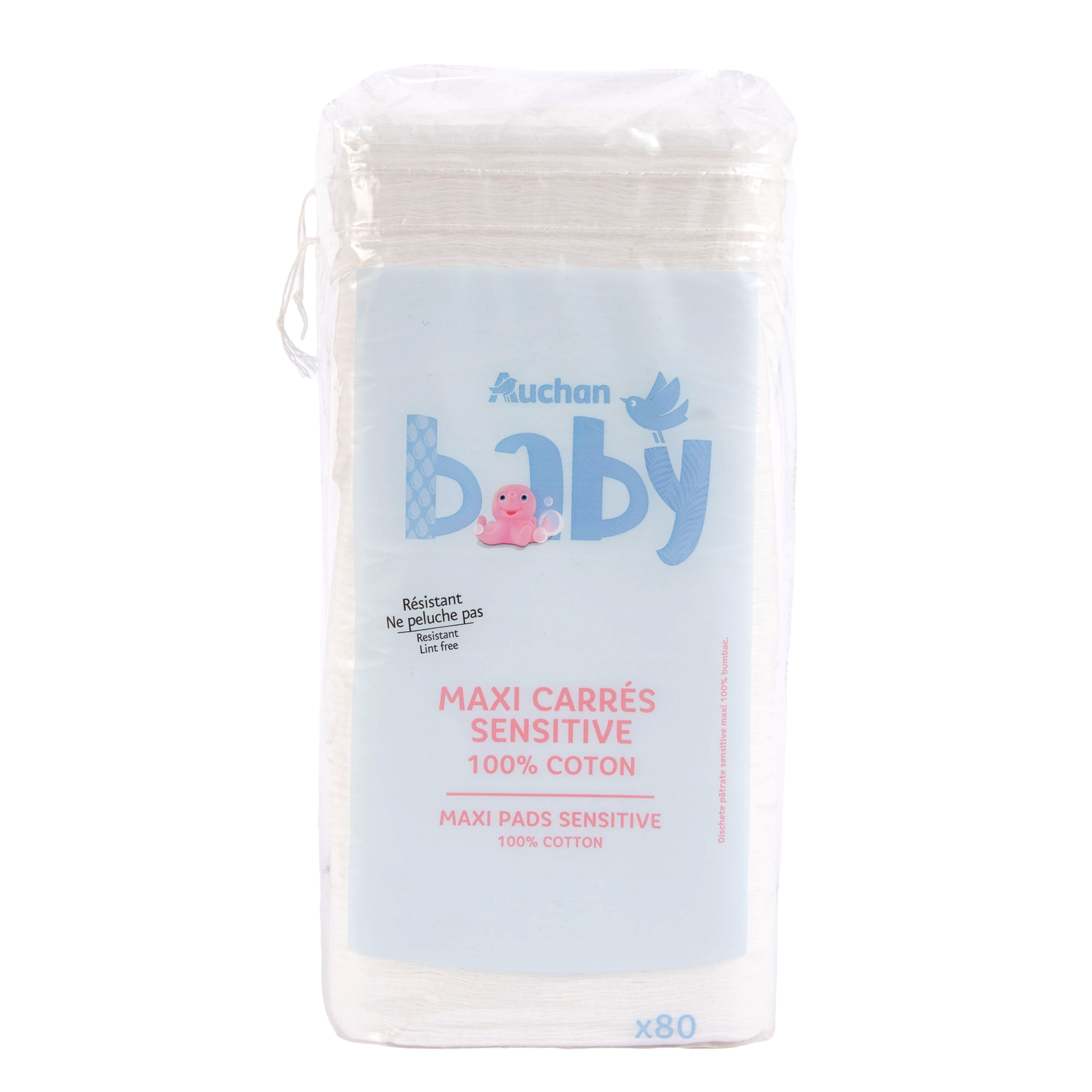 AUCHAN BABY Carrés à langer jetables 60x60cm 10 carrés pas cher