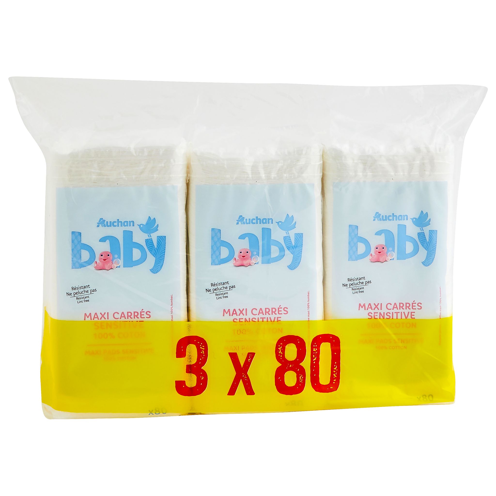 Maxi carrés de coton pour bébés (x80) bio