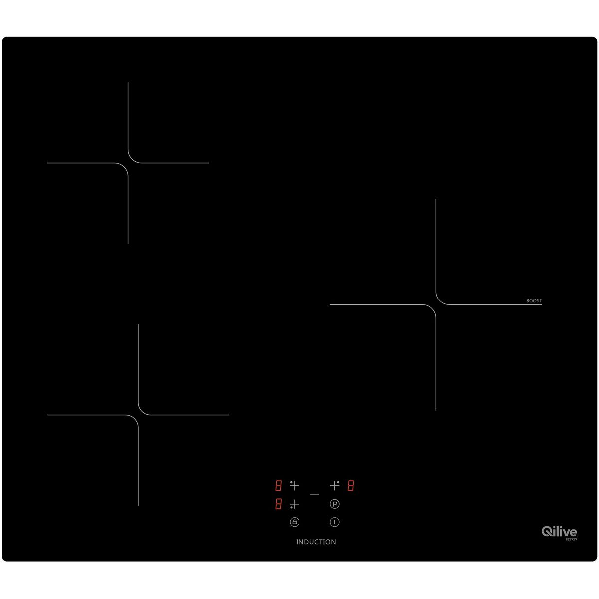 QILIVE Table de cuisson à induction Q.6071 132929, 59 cm, 3 foyers pas cher  