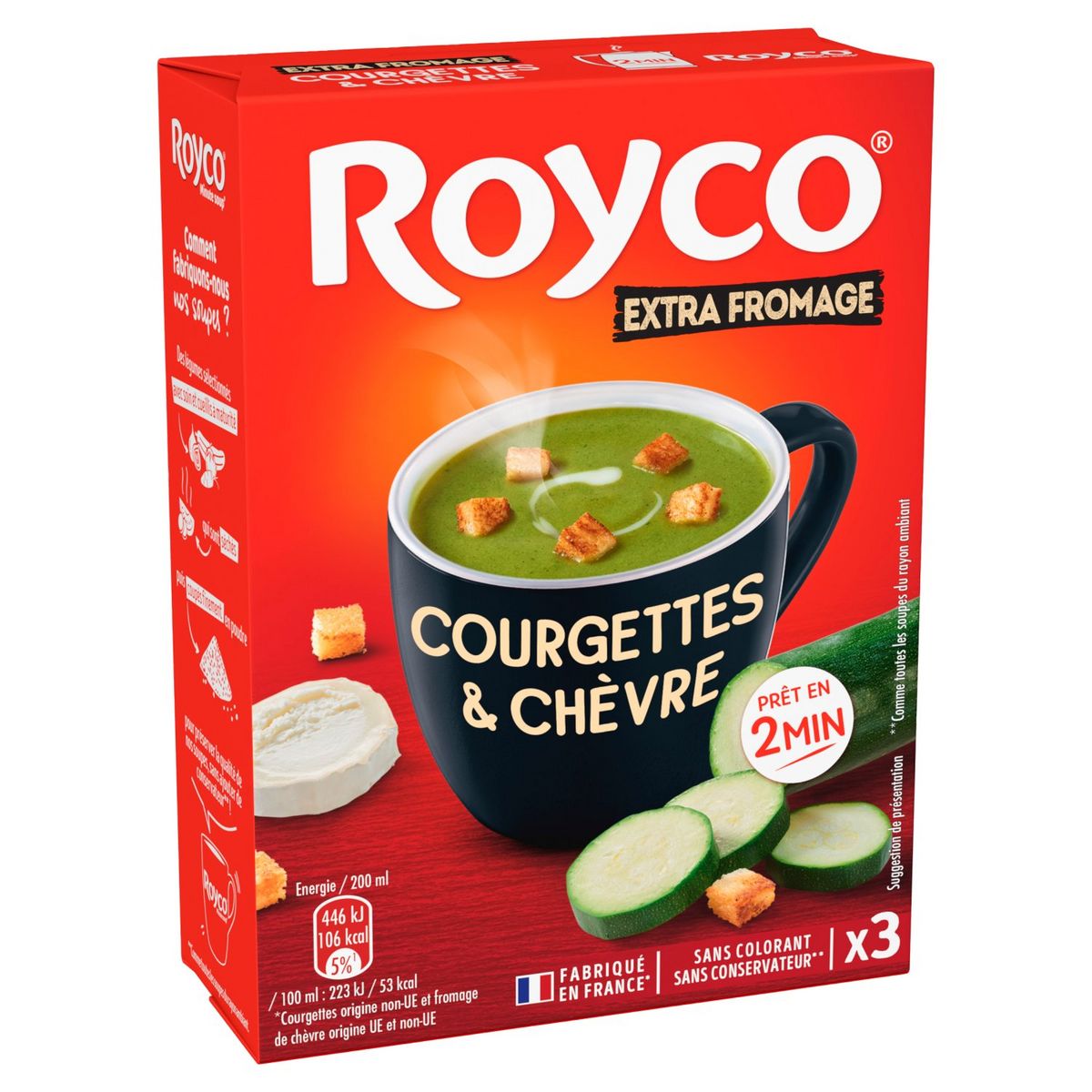 ROYCO Soupe instantanée courgettes et chèvre 3 sachets 3x20cl