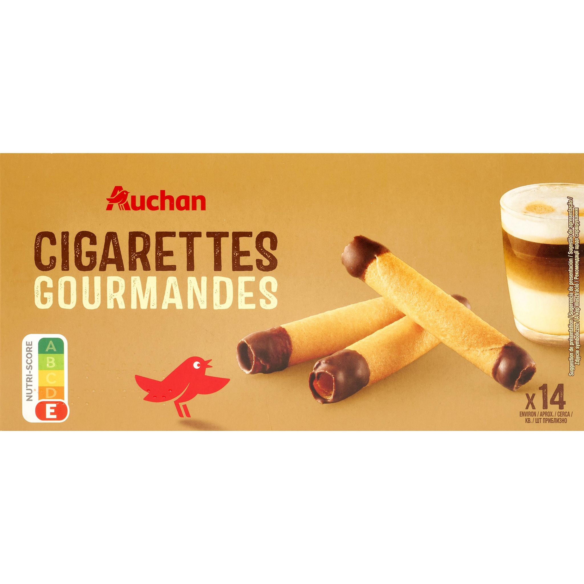 AUCHAN GOURMET Cigarettes gourmandes au chocolat 7 biscuits 125g pas cher 