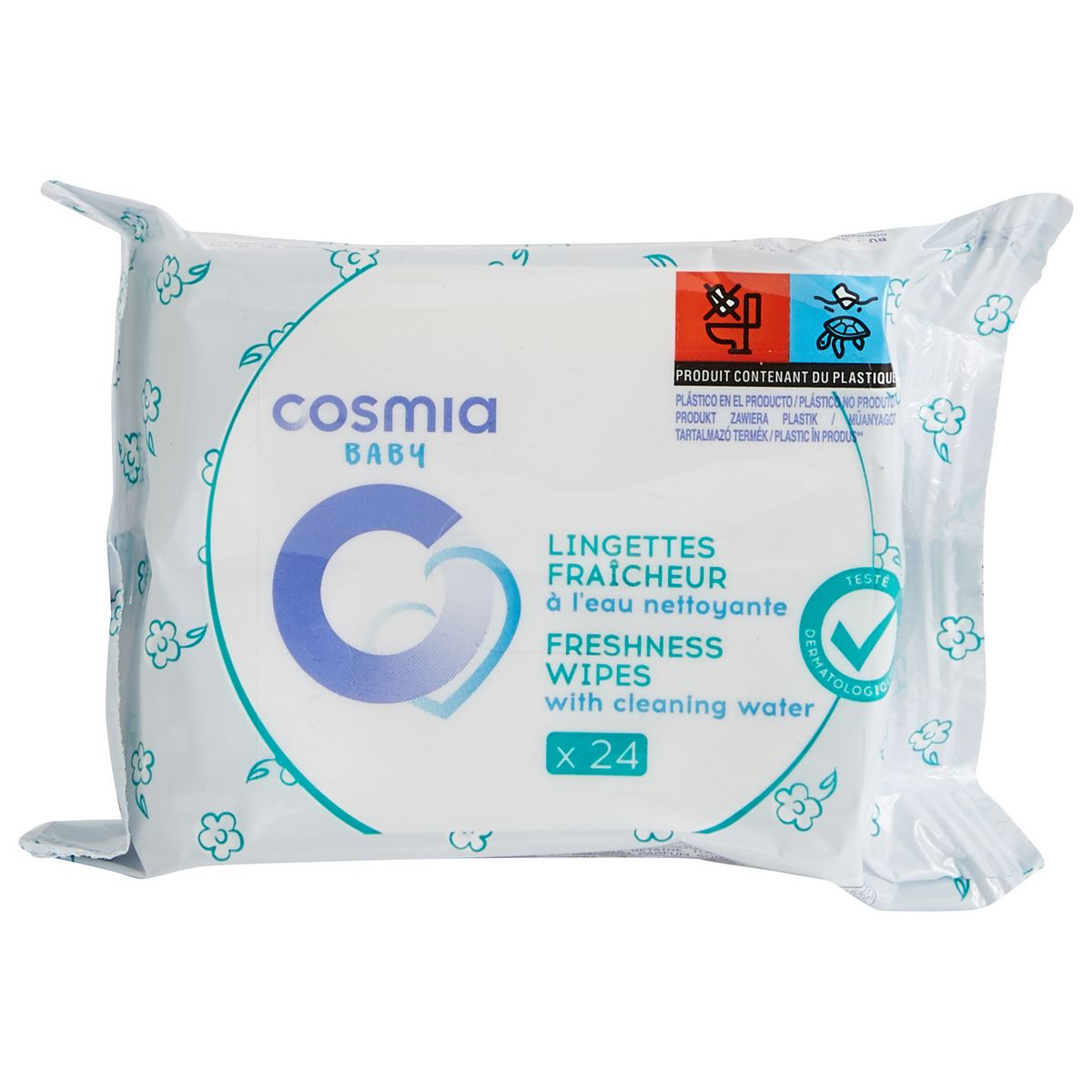 COSMIA BABY Lingette fraîcheur eau nettoyante 24 pièces pas cher