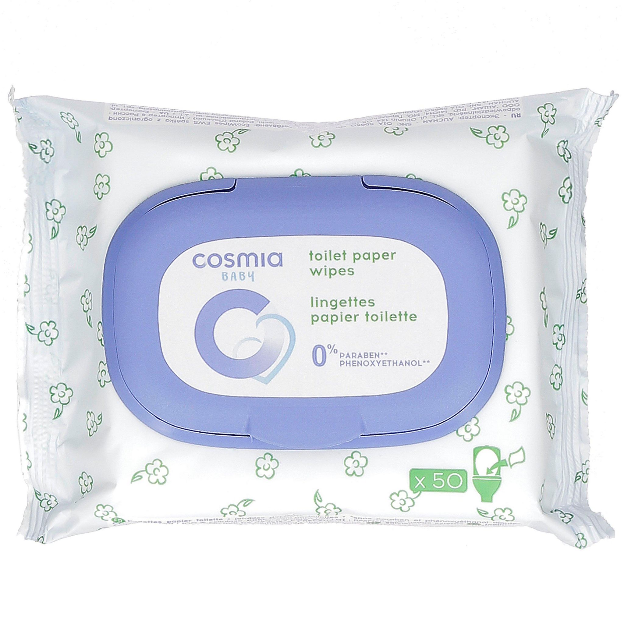 COSMIA BABY Lingettes papier toilette humide pour bébé 50 lingettes pas  cher 