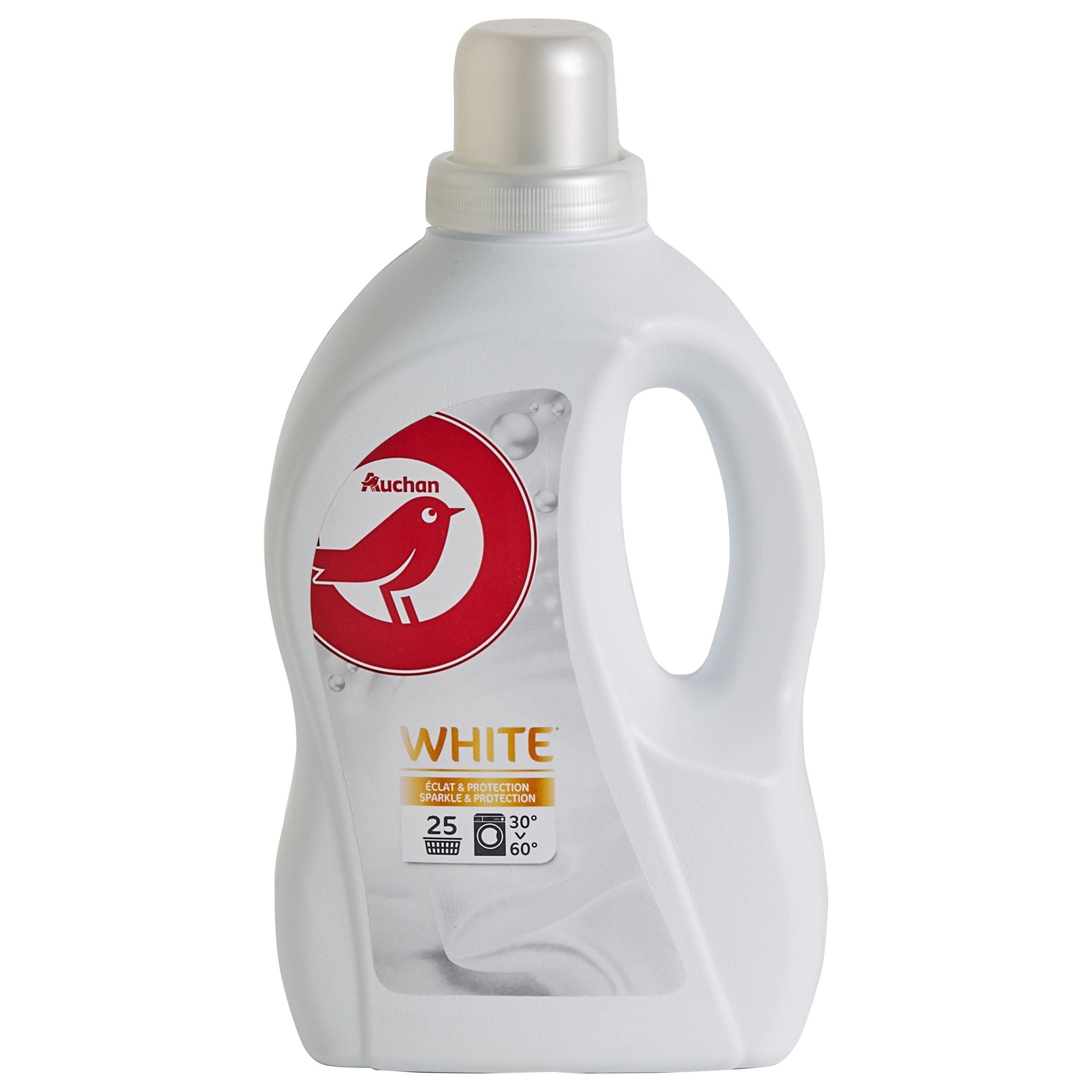 AUCHAN Lessive liquide white éclat et protection 25 lavages 1,5l pas cher 
