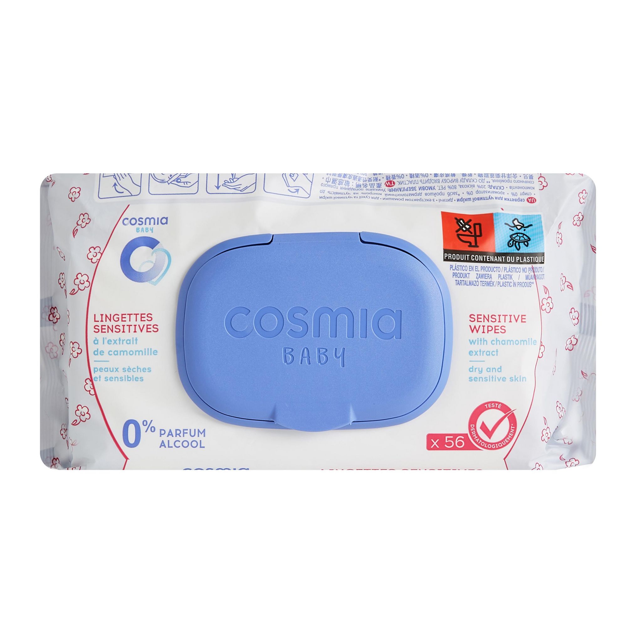 COSMIA BABY Lingettes sensitives pour bébé à la camomille 168