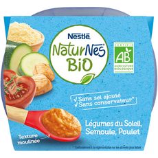 NESTLE Naturnes bol légumes du soleil semoule poulet bio dès 6 mois 2x190g