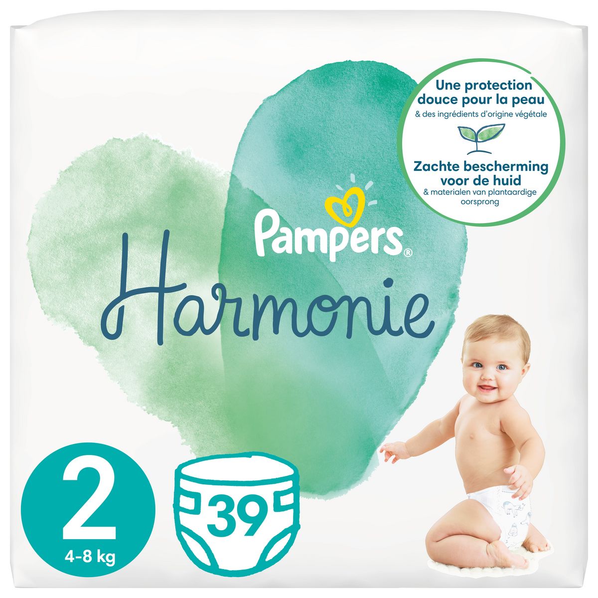 PAMPERS Harmonie couches taille 2 (4-8kg) 39 couches pas cher 
