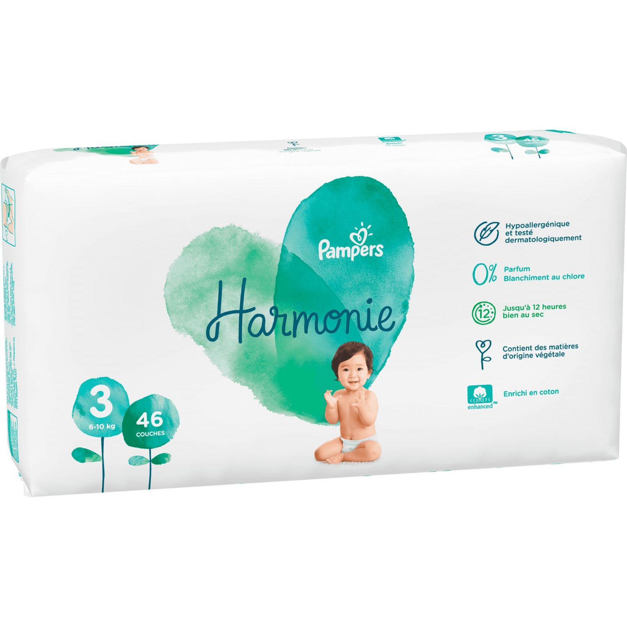 Pampers Couches Harmonie taille 3 nouveau-né 6-10 kg pack mensuel