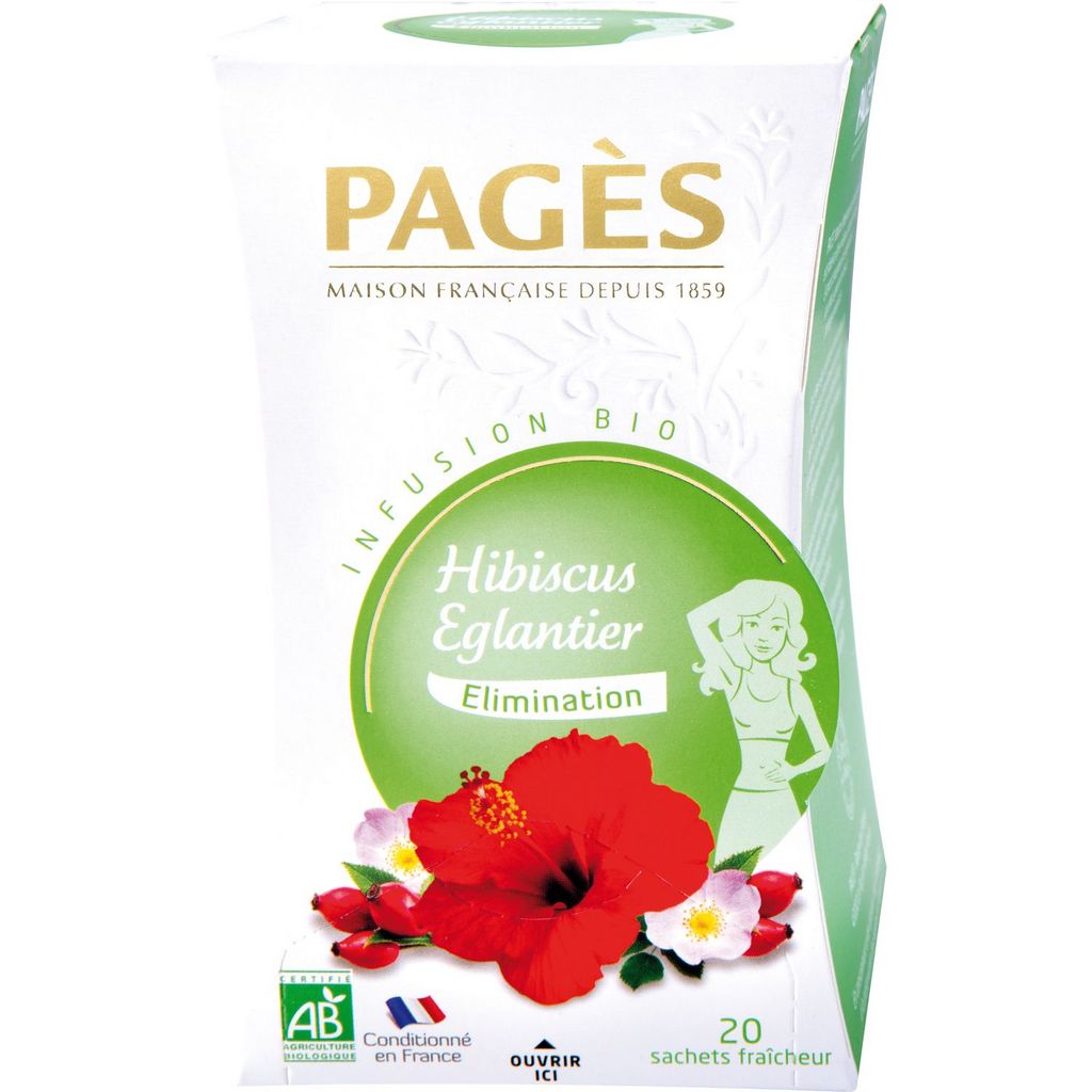 Infusion Hibiscus Eglantier Bio 20 sachets Pagès