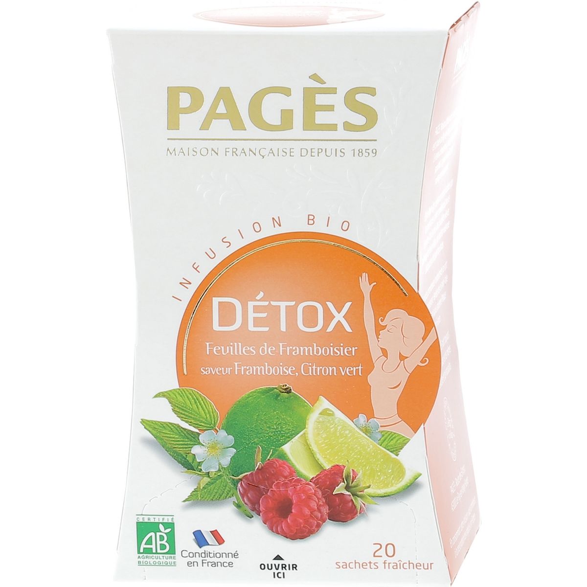 Infusion Citron vert, Gingembre bio Pagès - 20 sachets - Achat pas cher