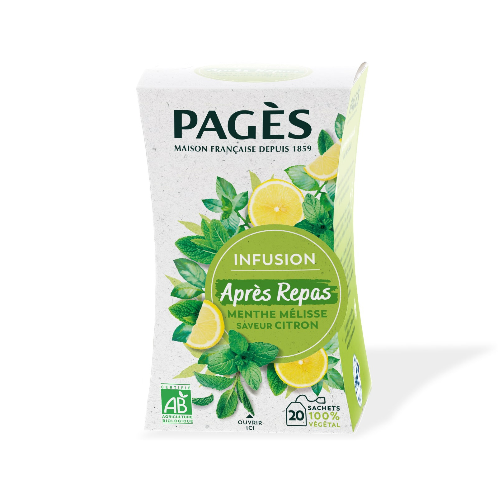 Infusion Bio Après-Repas Citron Menthe Mélisse Pagès